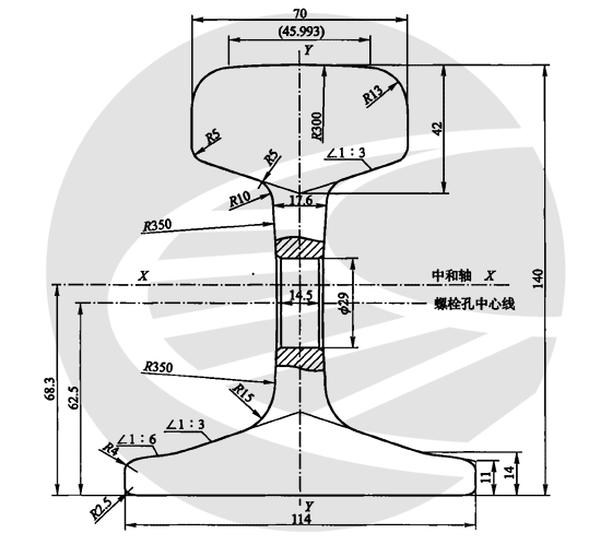 43kg/m钢轨断面尺寸图