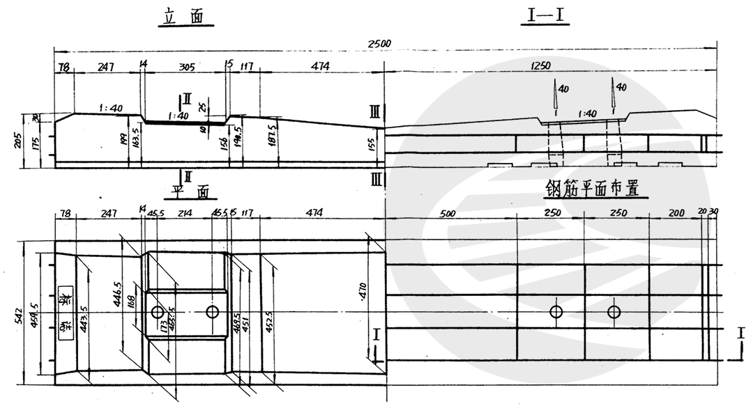 预应力宽混凝土枕外形尺寸图 专线3199